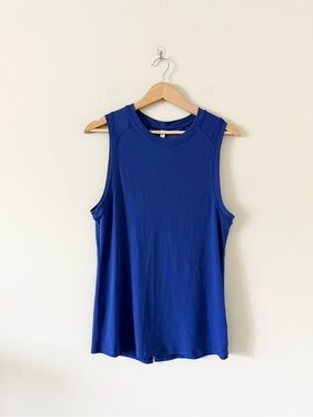 NWT Fabletics Monet V-Back Sleeveless Royal Blue Tunic Tank Top Size XS